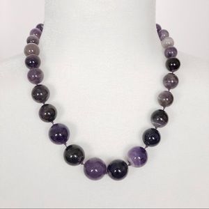 Amethyst Gemstone Graduated Necklace Purple Stone